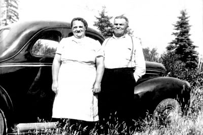 Maria and Walpas Hanninen, perhaps about 1940, Long Lake  
