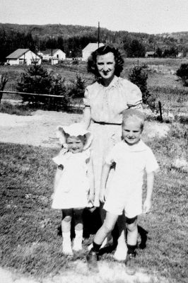 Helmi Hanninen with children Cheryl and Carl, Long Lake, 1947
